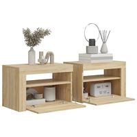 Nachtkastjes 2 st met LED-verlichting 60x35x40 cm sonoma eiken - thumbnail