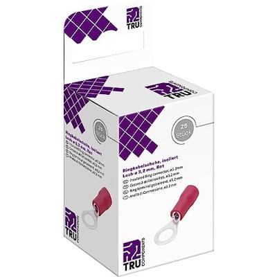 TRU COMPONENTS T2010C282 Ringkabelschoen Dwarsdoorsnede (max.)=1.5 mm² Schachtdiameter=3.2 mm Deels geïsoleerd Rood 25 stuk(s)