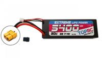 TRC Car Lipo 50c 7,4 volt 5400mah met XT90 Stekker & Verloopstekker geschikt voor Traxxas - thumbnail