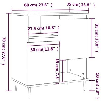 Dressoir 60x35x70 cm bewerkt hout grijs sonoma eikenkleurig