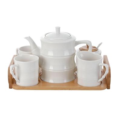Set van koffiekopjes Home ESPRIT Wit Bamboe Porselein 240 ml