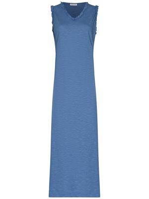 Lang katoenen nachthemd grijsblauw