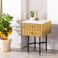 BASE Nachtkastje 'Yono' Acaciahout, 40 x 40cm, kleur Naturel - thumbnail