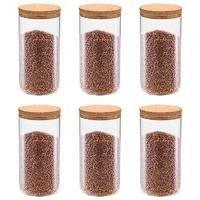 VidaXL Opbergpotten met kurken deksel 6 st 1100 ml glas - thumbnail