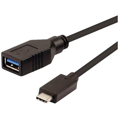 ROLINE USB 3.2 Gen 1 Type C kabel, C-A, M/F, OTG, zwart, zwart, 0,15 m