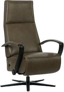 Grijze leren industriële relaxfauteuil Idol - staal zwart frame met stervoet - zithoogte laag - Granada leer Ash (grijs leer)