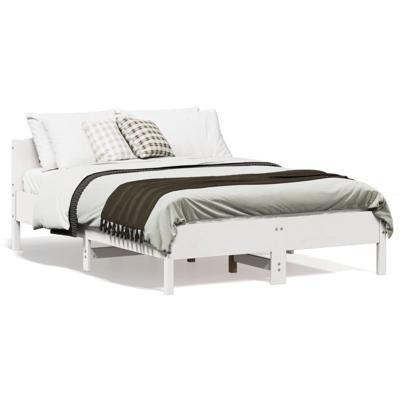 Bedframe met hoofdbord massief grenenhout wit 135x190 cm Bedframe met hoofdbord massief grenenhout wit 135x190 cm