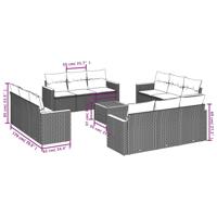 13-delige Loungeset met kussens poly rattan beige - thumbnail
