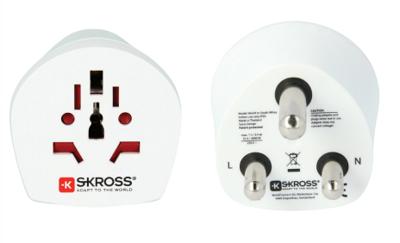 SKROSS | 1.500224-E | World to South Africa | Internationale reisadapter Zuid-Afrikaanse stekker en universele stekker. Spanning en vermogen: 100V - 1600W / 250V – 4000W.
