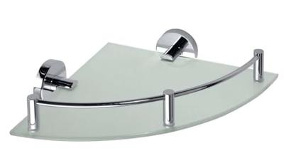 Glazen Hoek Planchet Sapho X-Round 25x7 cm met Rails Chroom Glazen Hoek Planchet Sapho X-Round 25x7 cm met Rails Chroom