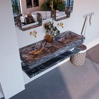 MONDIAZ ALAN-DLUX 130cm planchet Lava. Vrijhangende wastafel CLOUD dubbel zonder kraangat, kleur Lava. - thumbnail