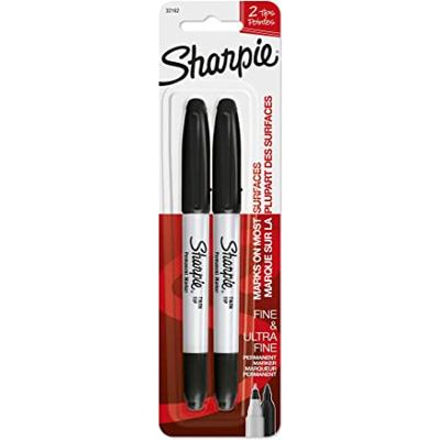 Viltstift Sharpie rond ultra fine zwart blister à 2 stuks