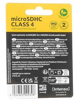 Intenso 4 GB Micro SDHC-Card microSDHC-kaart 4 GB Class 4 Incl. SD-adapter