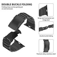 Titanium schakelband - Zwart - Geschikt voor Apple watch 44mm / 45mm / 46mm / 49mm - thumbnail