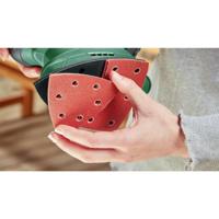 Bosch Groen Accumultischuurmachine EasySander 18V-8 | Incl. 1-uurslader (AL 18V-20) + 1x 2,0 Ah accu + 3 schuurbladen (Red Wood) - 06033E3002 - thumbnail