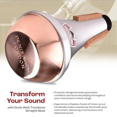 Denis Wick 5504C Straight Mute demper met koperen bodem voor trompet en kornet