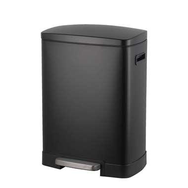 Pedaalemmer duo Paco - zwart metaal - 25 + 15 liter - 64,5 cm