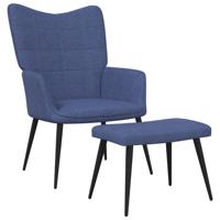 Relaxstoel met voetenbank stof blauw - thumbnail