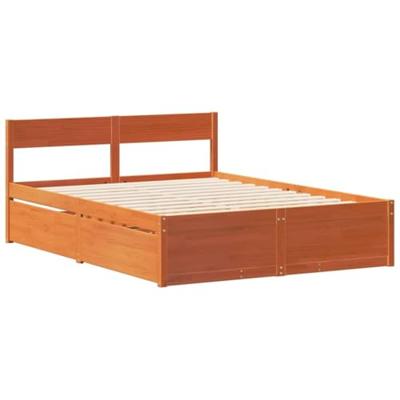Bedframe zonder matras massief grenenhout wasbruin 140x200 cm