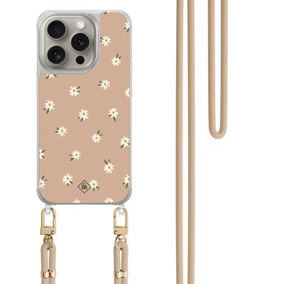 iPhone 15 Pro hoesje met beige koord - Sweet daisies iPhone 15 Pro hoesje met beige koord - Sweet daisies
