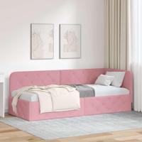 Hoekbedframe met hoofdeinde Roze 80 x 200 cm Fluweel - thumbnail