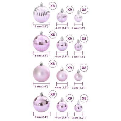 Kerstballen 100 st 3/4/6 cm roze