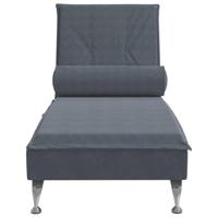 Massage chaise longue met bolster fluweel donkergrijs - thumbnail