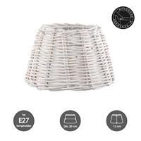 Lampenkap rond schuin | taps | rotan | rieten lampenkap voor tafellamp | lampenkap met E27 fitting | Ø20cm H13cm | wit - thumbnail