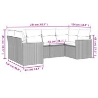 6-delige Loungeset met kussens poly rattan beige - thumbnail