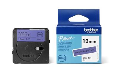 Brother BTAG-F31 labelprinter-tape Zwart op paars Brother BTAG-F31 labelprinter-tape Zwart op paars