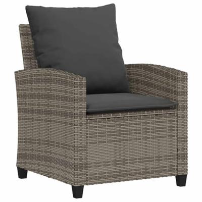 6-delige Loungeset met kussens poly rattan grijs