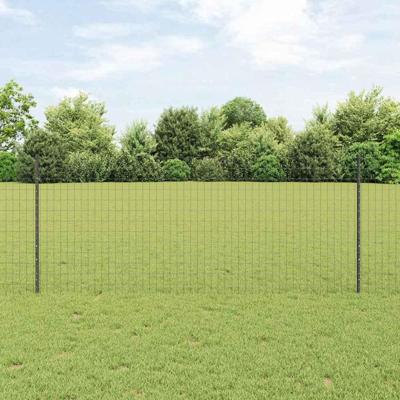VidaXL Hek met paal grijs 1 x 25 m staal en pvc