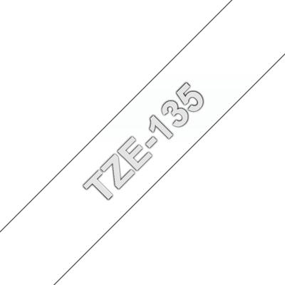 Gelamineerde Tape voor Labelmakers Brother TZE135 Wit Transparant 12 mm x 8 m