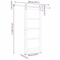 Schuifdeur met Bevestigingsset 86x211 cm Massief Vurenhout - thumbnail