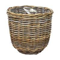 Rotan Rattan grote plantenmand grijs 36x35cm - thumbnail