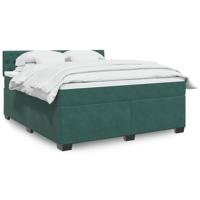 Boxspring met matras fluweel donkergroen 180x200 cm - thumbnail