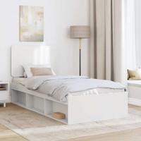 Bedframe met hoofdeinde Wit 90 x 190 cm Massief grenenhout - thumbnail
