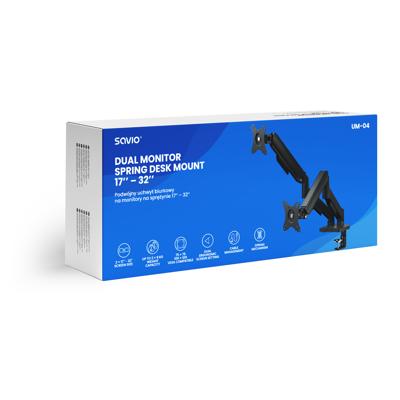 Savio UM-04 Dubbele bureauhouder voor monitoren met veer 17″-32″