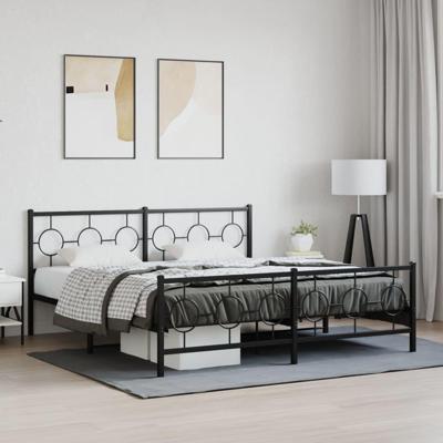 Bedframe met hoofd- en voeteneinde metaal zwart 183x213 cm