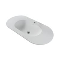 Wastafel BWS Benthe Met Overloop 1 Kraangat 100x1.2x52.5 cm Mat Wit - thumbnail