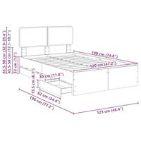 Bedframe met hoofdeinde Zwart 120 x 200 cm Geconstrueerd hout - thumbnail