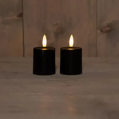 LED Kaarsen zwart set a 2 Ø4,5xH8cm