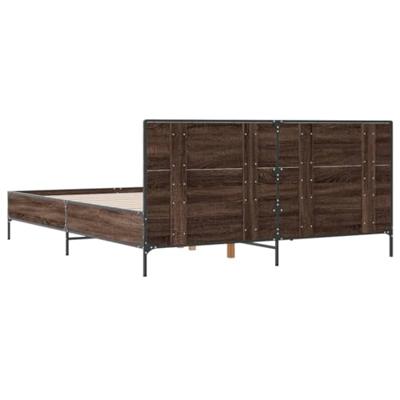 Bedframe bewerkt hout metaal bruin eikenkleur 120x190 cm
