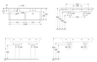 Wastafel Villeroy & Boch Subway 3.0 Dubbele Wasbak Met 2 Kraangaten Zonder Overloop 130x47x16.5 cm Wit Alpin Villeroy & Boch - thumbnail