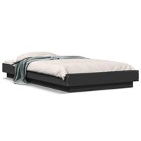 Bedframe bewerkt hout zwart 100x200 cm - thumbnail