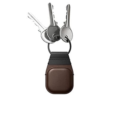 Nomad Airtag Leather Keychain Rustic Brown