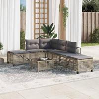 3-delige Loungeset met kussens poly rattan gemengd beige - thumbnail
