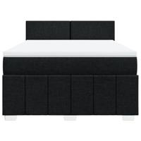 Boxspring met matras stof zwart 140x190 cm - thumbnail
