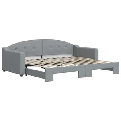 Slaapbank met onderschuifbed 90x200 cm stof lichtgrijs