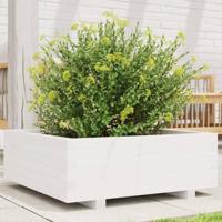 Plantenbak 70x70x26,5 cm massief grenenhout wit - thumbnail